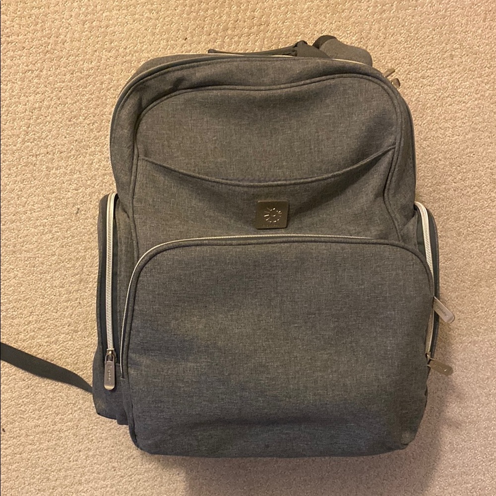 Gray Baby Bag with Textured Fabric and Classic Shape